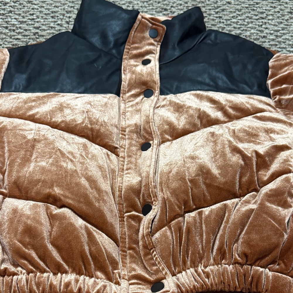 Celebrity Pink rust Brown and Black Puffer Jacket - Picture 5 of 9